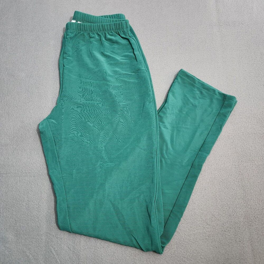 Susan Graver Essentials Pants Women ST Green Lustra Knit Pull On Stretch Skinny